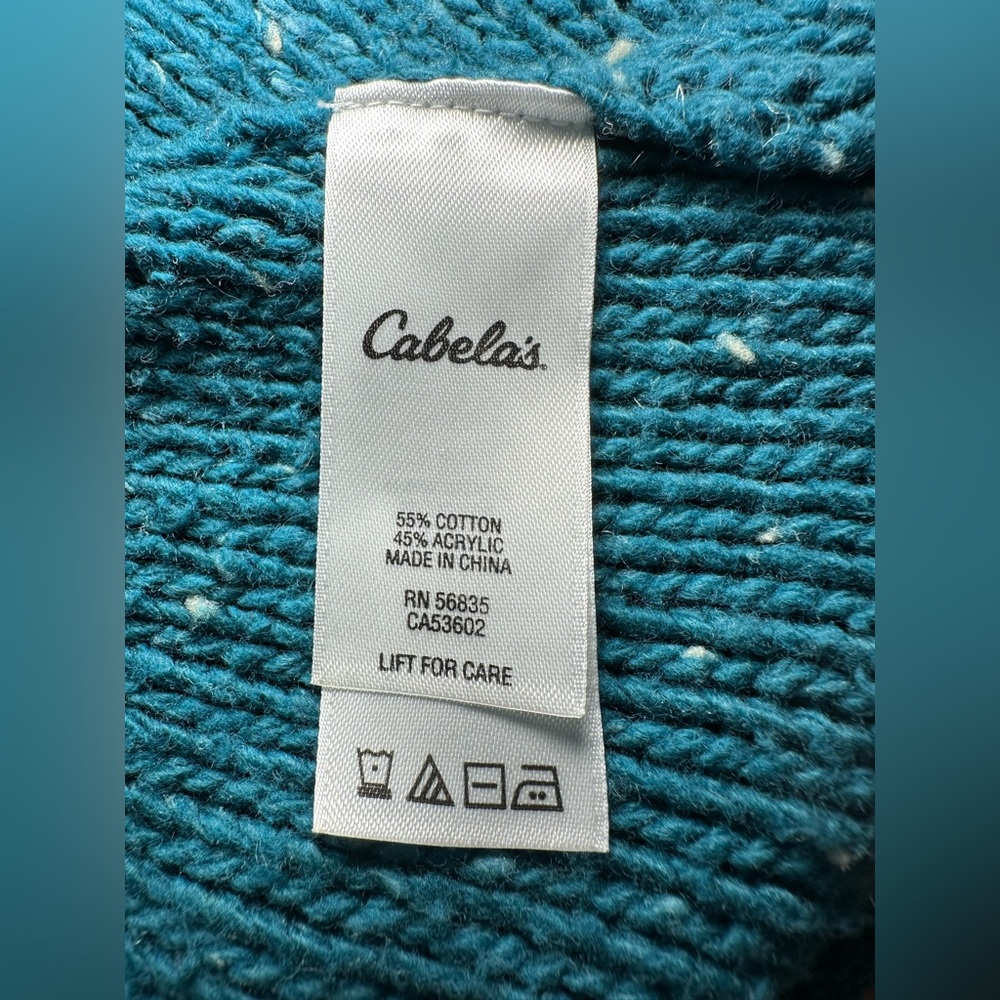 Cabela’s cotton blend plus size cardigan blue green aqua heavy knit fall winter - Picture 9 of 13